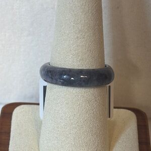 NWT Wuji Genuine Grade A Grey Black Jadeite Jade Band Ring Size 8